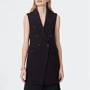 Club Monaco Women’s Selska Longline Vest Dress XS Black Double Breasted Office